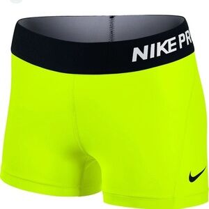 Nike Pro Bright Yellow green Training Shorts 3” size M